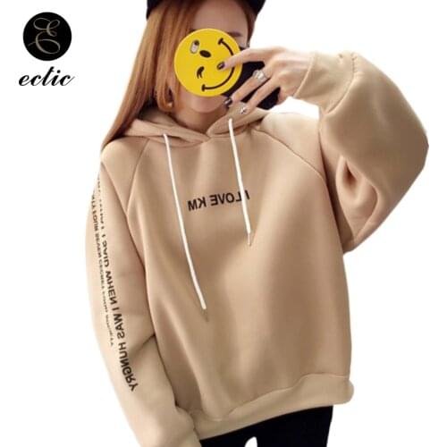 Harajuku Streetwear Oversized Sweatshirt Cute Pink Khaki Hoodie Poleron Mujer 2020 Korean Style Clothes Plain Thick Hoodie Women