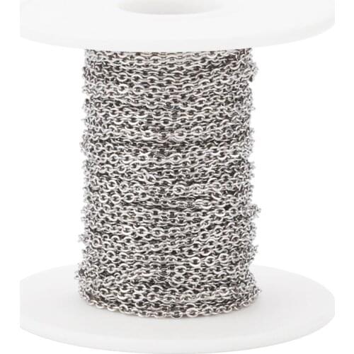 10m 304 Stainless Steel Cable Chains with Spool Soldered Chains Link Stainless Steel Color DIY Necklace Bracelet Jewelry Finding