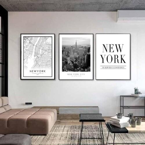 American Style New York City Map Canvas Paintings Building Photo Wall Art Pictures Posters And Prints For Living Room Home Decor
