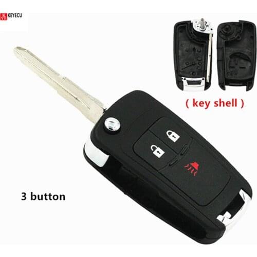 Keyecu New Replacement Flip Remote Key Shell Case 3 Button for Chevrolet Spark 2012 2013 2014 2015 2016