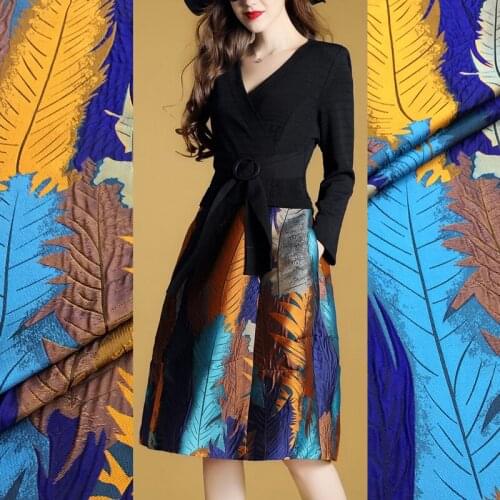 Leaf Jacquard Brocade Fabrics for Sewing Per Meter Width 59“ Yarn-Dyed Cloth Telas DIY Quilting Patchwork Textile Dress Overcoat