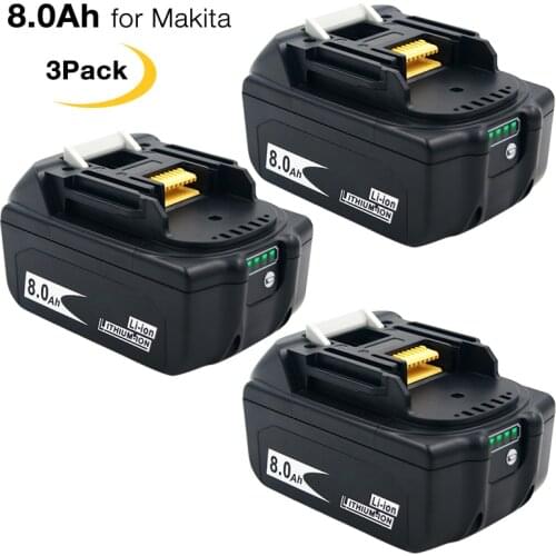 3X BL1880B Li-ion Power Tool Battery for Makita 18V Battery 8.0Ah BL1830 BL1840 BL1850 BL1860 Individual Cell Balance Protection