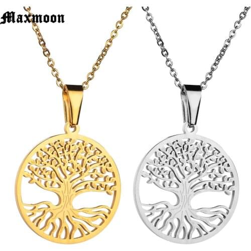 Maxmoon Luxury Fashion jewelry Silver Color necklaces & pendants The tree of life collares populares joias for Women Man Gift
