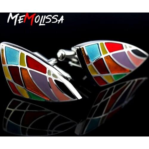 MeMolissa Luxury Colorful Leaf Shape Shirt cufflink for mens Brand cuff buttons cuff links High Quality abotoaduras Jewelry