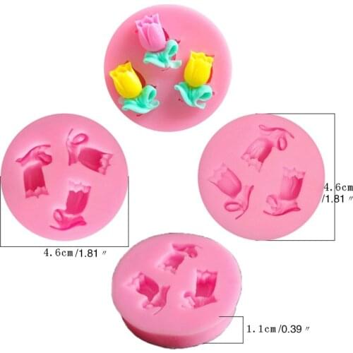 Mini Tulips Shape Silicone 3D Fondant Cake Lace Mold Tool Soap Chocolate Mould party cake Decorating tool kitchen baking mold