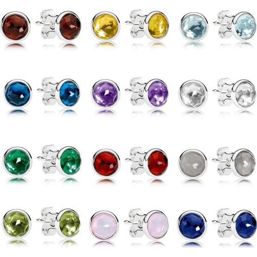 Fashion 925 Sterling Silver Crystal Earrings Are Available In 12 Colors, Providing Girls With Exquisite Jewelry Gifts