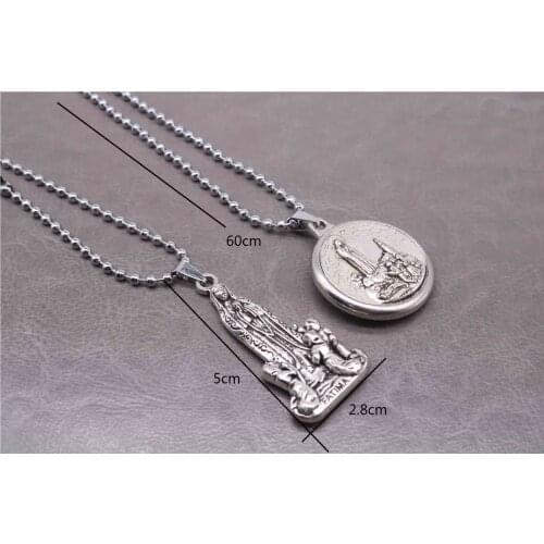 Fatima Rose Prayer Necklace, Rose Fatima Icon Beaded Rose Necklace. Fashion Orb Necklace