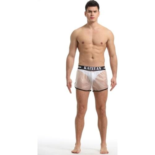 Mens PVC Transparent Beach Swimming Trunks Breathable Quick Drying Boxer Fitness Bodybuilding Underpants