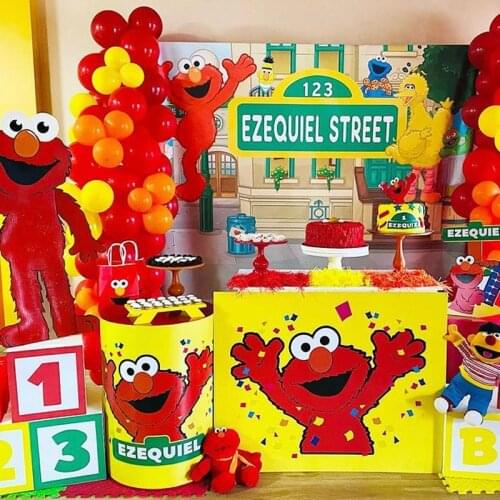 Omilut Sesame Street Party Decor Sesame Street Elmo Birthday Party Disposable Tableware Set Baby Shower 1th Birthday Party Suppl
