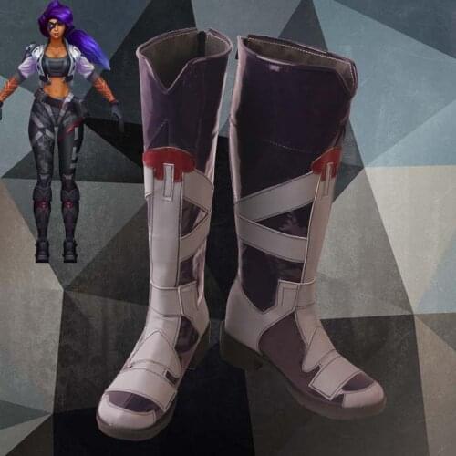 New cosplay shoes Anime lol Samira Black white Female Boots