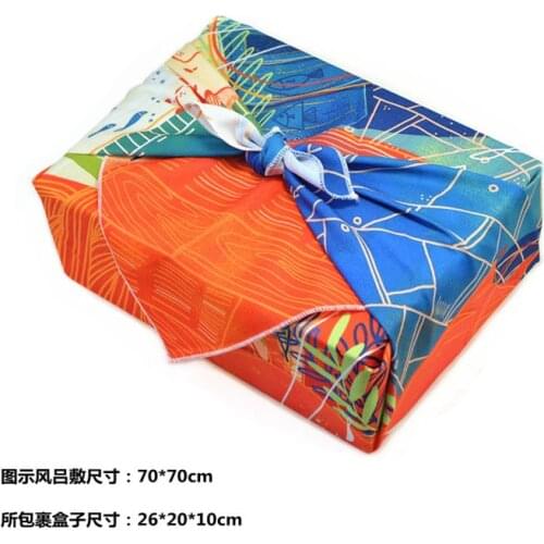 New geisha fan red crowned crane Japanese style wrapping cloth furoshiki handkerchiefs Flower traditional fabric 0223M