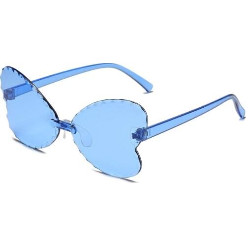 2020 Fashion Shades UV400 Vintage Plastic Glasses Kids Lovely Butterfly Rimless Sunglasses Girls Children oculos masculino
