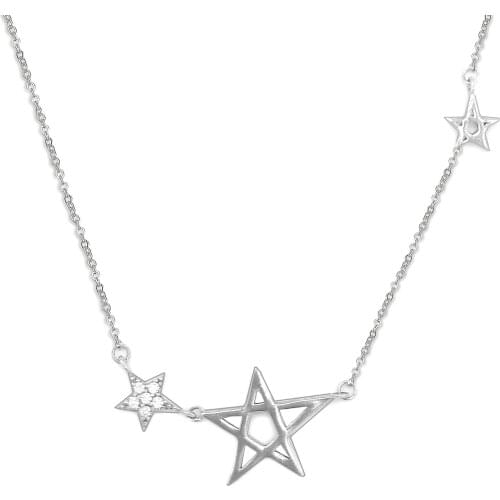 Star necklace with zirconia in 925 rhodium plated silver. Comfortable jewel for daily use. Adjustable in various sizes