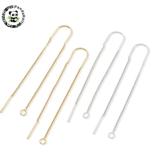 Pandahall 8pcs/Set Brass Stud Earring Findings Ear Threads and Loop for Jewelry Findings Mixed Color 103mm Hole: 2mm Pin: 0.8mm