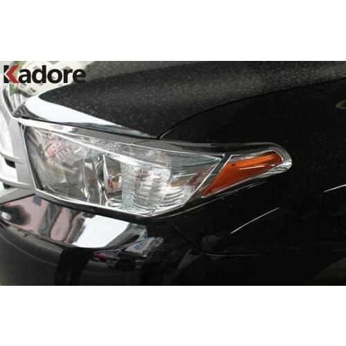 Front Headlight Cover Trim For Toyota Highlander 2011 2012 2013 5dr Hatchback Chrome Head Light Lamp Trims Car Accessories 2pcs