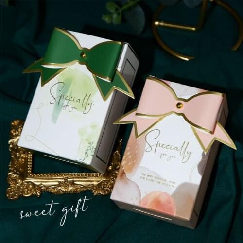 Gift Box Bow-knot Candy Box Baby Shower Pink Boxes for Packaging Paper Thank You Bags Gift Bag Small Boxes for Gifts Decoration