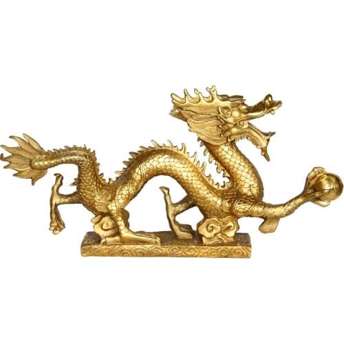 Gifts Handmade Pure Copper Chinese Dragon Lucky Feng Shui Ornaments Car Decoration Office Home Decor China Zodiac Dragon Tea Pet