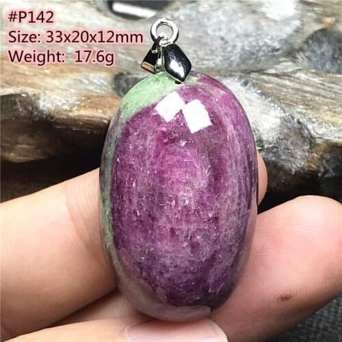 Top Natural Ruby Zoisite Tumbled Crystal Pendant Jewelry For Women Men Healing Luck 33x20x12mm Beads Stone Silver Gemstone AAAAA