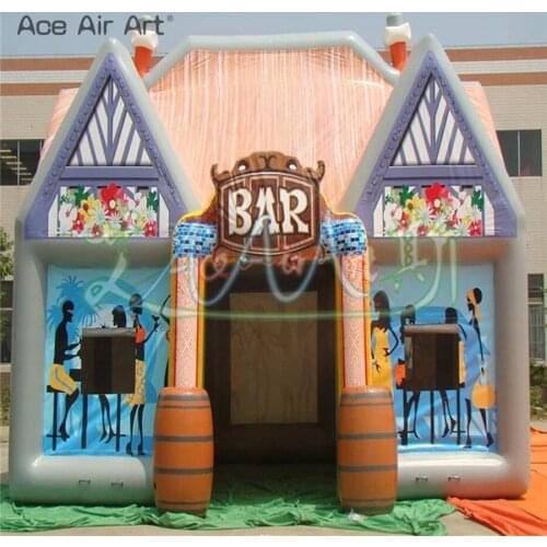 Durable 210D oxford fabric inflatable bar tent with full printed air pub tent wine house for party drinking events or beer sale