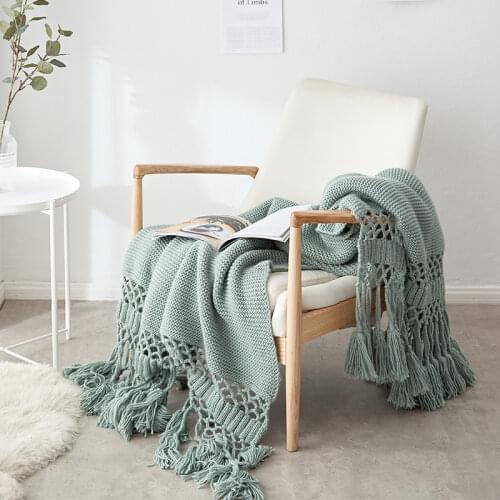 REGINA Brand Fluffy Weighted Knitted Throw Blanket Hollow-out Tassel Decorative Oversize Sofa Throw Bed Flag Chunky Knit Blanket