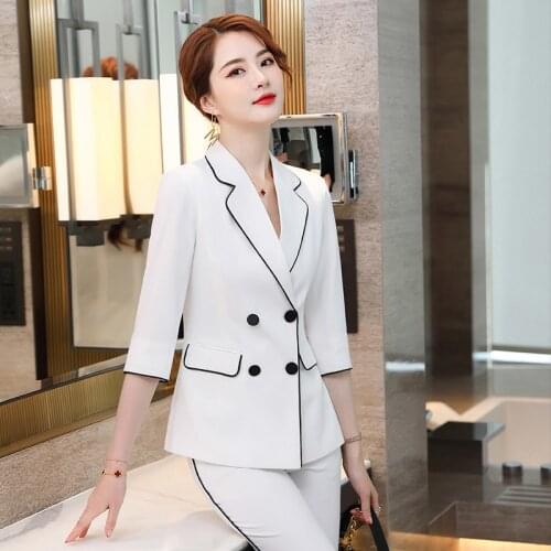 Spring Summer Formal Women Business Blazers Suits Half Sleeve Professional Ladies Office Work Wear Blazers Set Plus Size 5XL