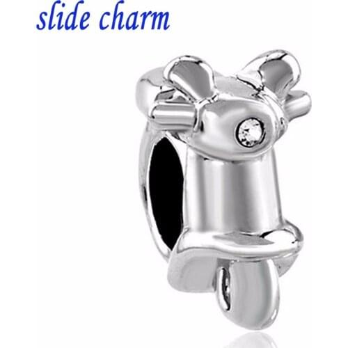 Slide charm Free shipping women motorcycle style charm beads fit Pandora bracelet lover mothers Christmas gift