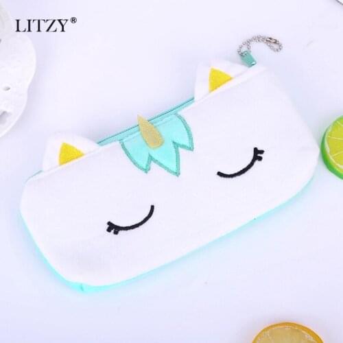 Cute Pink Pig Pen Bag Plush Unicorn Pencil Case for Girls Kids Stationery Gift School Supplies