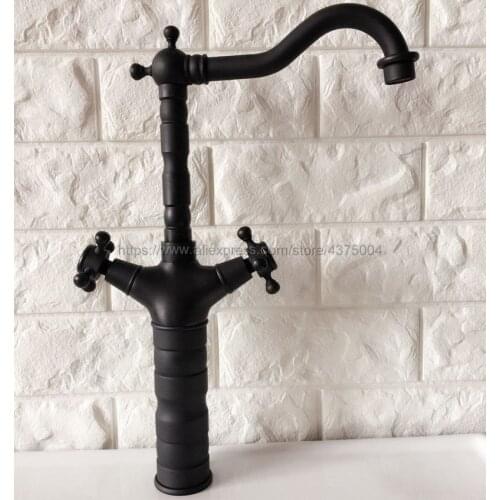 Basin Faucets Oil Rubbed Bronze Double Cross Handle Bathroom Sink Faucet Swivel Spout Bathbasin Vanity Mixer Taps Nnf345