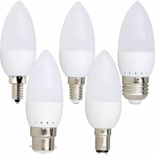 E12 E14 E27 B22 LED Candle Light Bulb Flame Tip Screw 85-265V 3W Chandelier Lamp 2835 SMD Cool Warm White Energy Saving for Home
