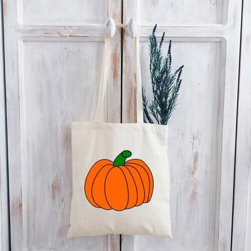 Pumpkin Vintage Shopping Bags Women Cartoon Halloween Pumpkin Canvas Bag Plus Fashion Aesthetic Graphic Tote Bag Print