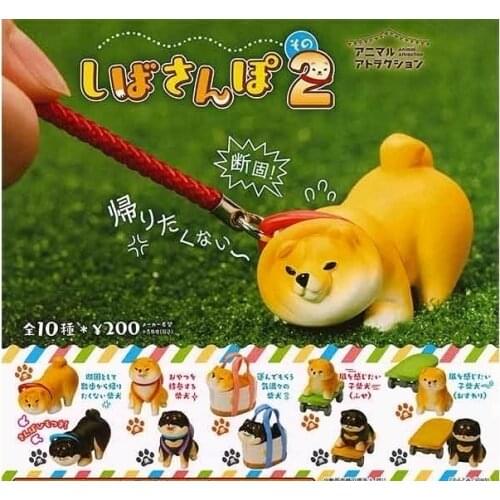 Japan genuine Capsule toy cute pet kawaii shiba Inu in the backpack play skateboard miniature gashapon figures collection gift