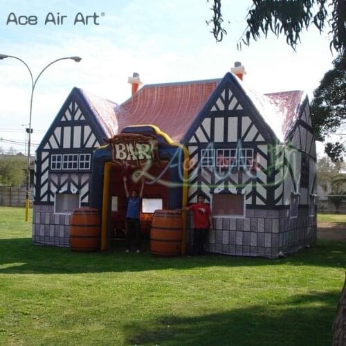 Customized 8m L x 5mH Inflatable Pub Tent Bar House Shape Tent Air Beer Party Tent Club Cabin For Drinking Event/Advertising