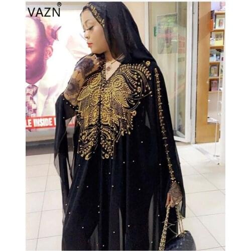 VAZN summer 2019 new hot sale fashion women long sleeve hooded collar dresses restoring ancient ways loose long dresses JN01