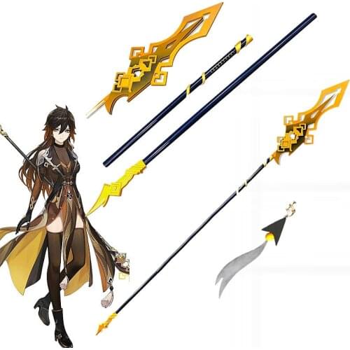Zhongli Cosplay Spear weapon Genshin Impact Zhong li long sword arms earring Cosplay Christmas Accessories Halloween props