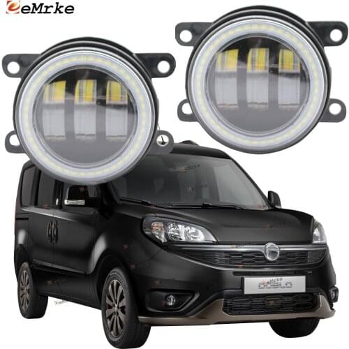 2X Led Angel Eye DRL for Fiat Doblo 263 2015 2016 2017 2018 2019 2020 Pratico LED Fog Lights Lamp Lens Daytime Running Light