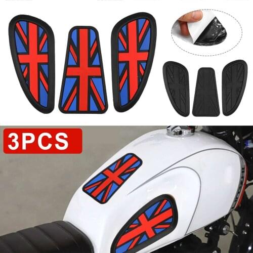 3PCS/Set Universal Motorcycle Protector Side Tank Pad Sticker 3D Retro Motorcycle Cafe Racer Rubber Sticker Decor
