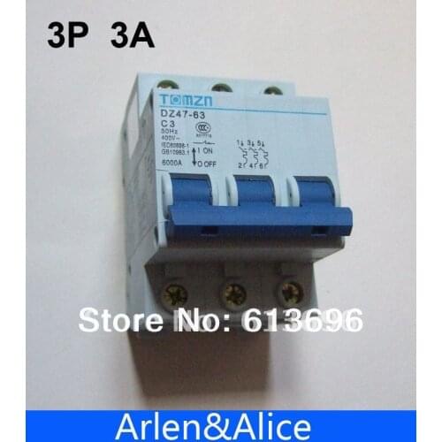 3P 3A 400V~ 240V/415V 50HZ/60HZ Circuit breaker MCB C type