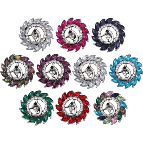 5pcs/lot New Snap Button Women Ginger Rhinestone 18MM Metal Snap Buttons Fit 18mm Snap Bracelet Jewelry