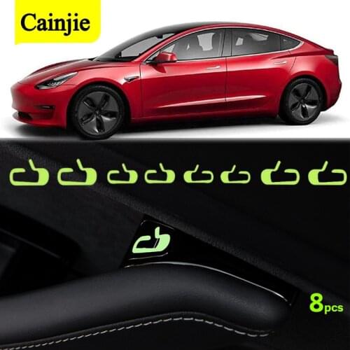 8pcs/set Car Door Open Exit Button Sticker Luminous Sticker for Tesla Model 3 Y Open Button Reminder Accessories