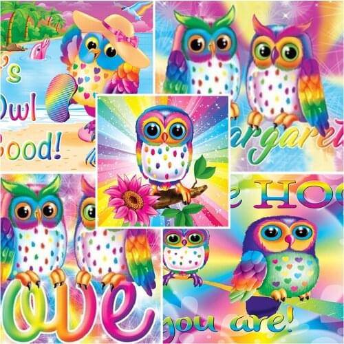 XUEQIXIAOZU 5D Diamond Painting Color Cartoon Owl Animal Picture Childrens Hand-worked Full Circle Mosaic Diamond Embroidery