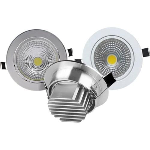 White/Silver LED downlight 5W/7W/9W/15W dimmable COB ceiling light AC85-265V recessed indoor lighting downlight