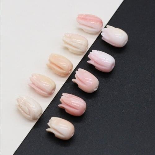 2pcs/lot Natural Pink Shell Beads Accessories Charms Flower Shell Loose Beads for Making Jewerly Accessories Size 7x10mm