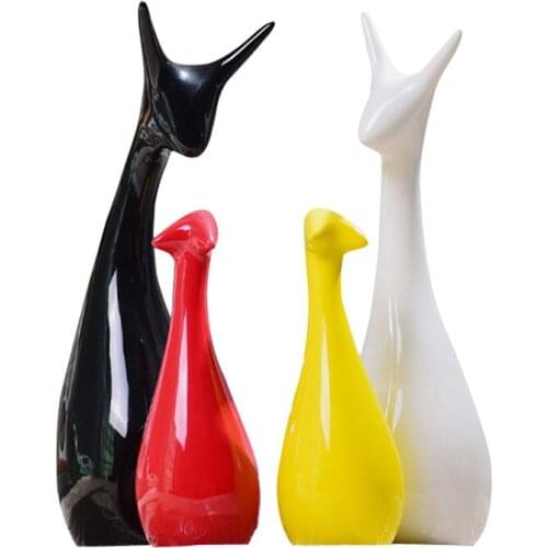 Household Ceramic Decoration Animal Figurines Miniature Desktop Crafts Elephant Deer Ornaments Living Room Decor Wedding Gifts