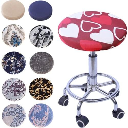 High QualityRound Chair Cover Bar Stool Cover Elastic Seat Cover Home Chair Slipcover Round Chair Bar Stool Floral Printed