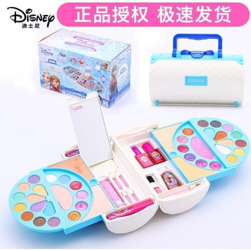 Disney girls frozen elsa anna suitcase Cosmetics Set Make Up toys with gift box princess Girls Dressing Beauty Fashion Toys