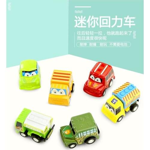 Childrens Toy Car Mini Pull Back Car Model Plastic Inertia Car Baby Gift 6 Car Pieces