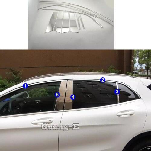 For Mercedes Benz GLA 2015 2016 2017 2018 2019 Car Stainless Steel Garnish Pillar Window Middle Strip Trim Frame Parts