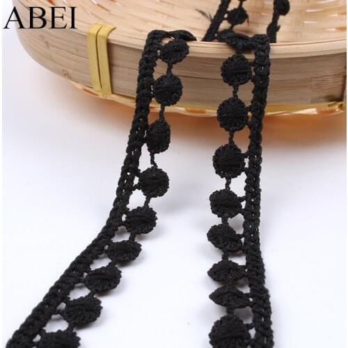 DIY Cotton Lace 5Yards 14mm Black cotton Ribbon Handmade Sewing Fabric Trims Wedding Party Craft Decoration Garment Accessories