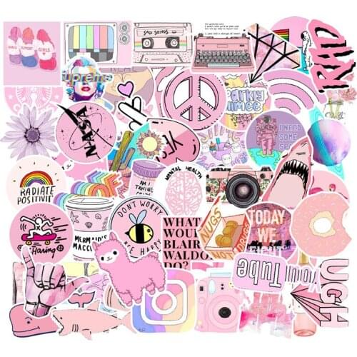 10/30/50pcs Classic pink color Waterproof DIY Stickers Skateboard Guitar Suitcase Laptop Motorcycle Graffiti Sticker Kid Toy