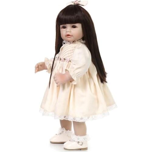 50cm Reborn Baby Dolls Siliconre Lifelike Newborn Babies Toys Kids Princess Doll Beautiful Long Hair Girl New Year Gifts
